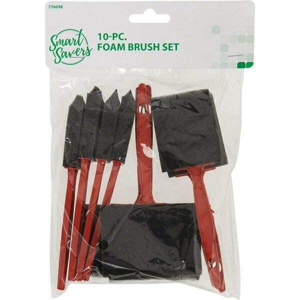 Smart Savers 1 In., 2 In., 3 In., 4 In. Foam Brush Set with Plastic Handles 10-Pieces CC101062